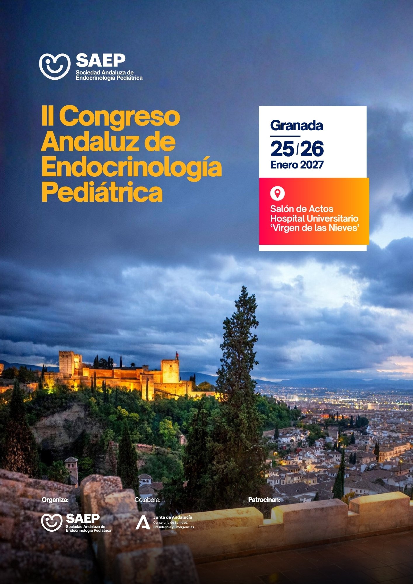Granada acogerá los días 28 y 29 de enero de 2027 el II Congreso Andaluz de Endocrinología Pediátrica
